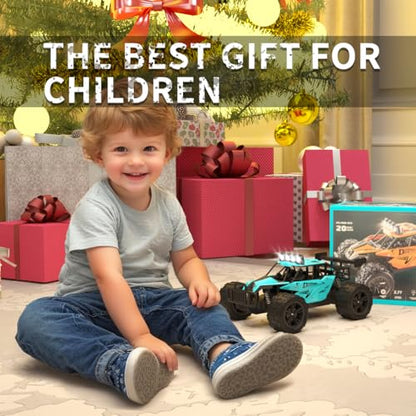Remote Control Car Monster Truck Toys 1:16 Scale RC Car For Boys 2.4GHz High Speed 20 km/h With LED Headlights,Rechargeable RC Cars Gifts for Boys 4-7 8-12 Christmas, Beginner, Kids 6-12+ (Cyan) - color: Cyan
