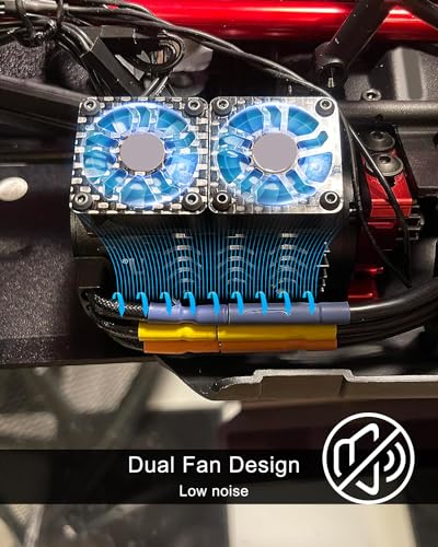 RC Motor Cooling Fan Fit for 1/8 RC 40mm Brushless Motor 4068 4076 4082 4092, 27000RPM RC Car Fan Double Motor Heatsink with Metal Cover 8.4V 1.5A