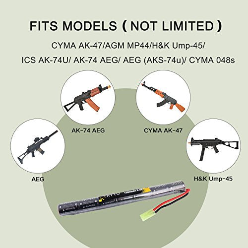 TATTU 8.4V NiMH Airsoft Battery,1600mAh Butterfly Nunchuck Stick Battery with TMY Connector for Airsoft