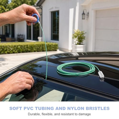 3PCS Auto Sunroof Drain Cleaning Tool, 118 Inch Long Pipe Cleaners Flexible Wire Brush with Syringe Hose, Soft Drain Brush Slim Dredging Tool for Car Sunroof Trunk Wiper Hole