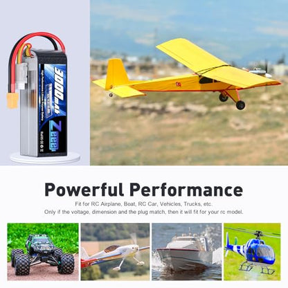 Zeee 4S Lipo Battery 3000mAh 14.8V 50C with XT60 Plug (2 Packs) | Soft Case Battery for RC Airplane Helicopter Drone FPV RC Boat UAV RC Car Truck Boat Racing Hobby Models