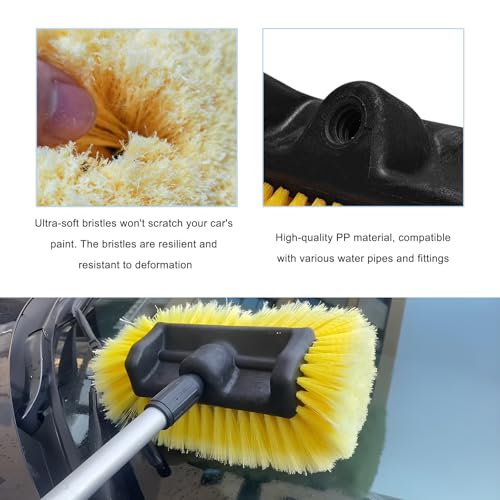 11.8" Car Wash Brush Head with Soft Bristle, Flow Through Auto Exterior Cleaning Brushes Equipment, Heavy Duty Detailing Brush Head for RV Truck Boat Camper (Yellow) - color: Yellow