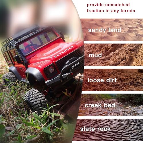 1.0 Tires 60*22mm Tires & Silicone Rubber Inserts for 1/18 1/24 RC Crawler | Soft Drift Tires for RC Crawler Axial SCX24 FMS FCX24 RC Crawler Car,Replacement Wheels,Durable Rubber,Ready to Install