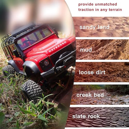 1.0 Tires 60*22mm Tires & Silicone Rubber Inserts for 1/18 1/24 RC Crawler | Soft Drift Tires for RC Crawler Axial SCX24 FMS FCX24 RC Crawler Car,Replacement Wheels,Durable Rubber,Ready to Install