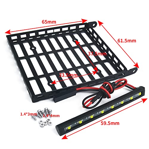 Stainless Steel RC Roof Rack with LED Light Bar for Axial SCX24 AXI00005 Gladiator 1/24th RC Crawler Truck Car