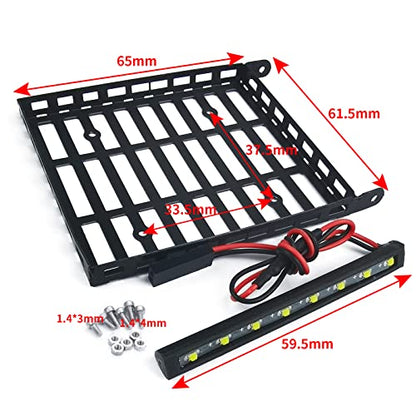 Stainless Steel RC Roof Rack with LED Light Bar for Axial SCX24 AXI00005 Gladiator 1/24th RC Crawler Truck Car