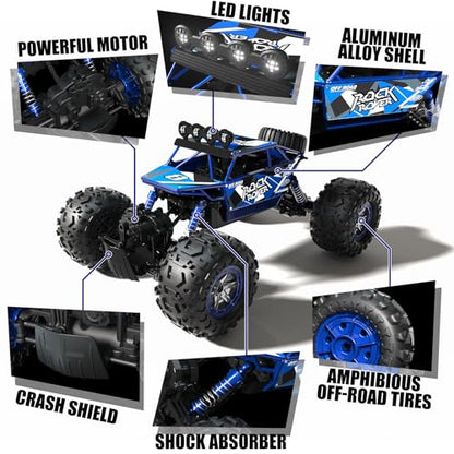 BananMelonBM 1:10 Scale Remote Control Car, 48+ KM/H High Speed Amphibious RC Monster Truck, 4WD Waterproof Off RC Road Car, 2 Batteries 80Mins Play, Toy Gift for Adults Kids Boys Girls