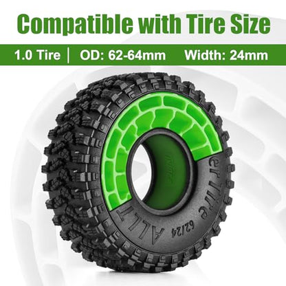INJORA Silicone Rubber Inserts for 62-64mm*22-24mm 1.0" Tires(1064)(Green) - color: Green