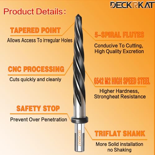 13/16" Reamer Drill Bit for Metal, M2 HSS Taper Reamer for Steel, Alloy, Wood, Plastic to Align, Enlarge Holes – 5-Spiral Flutes,1/2" Non-Slip Shank, 21mm Car Reamer, Bridge Construction Reamer. - size: 13/16"