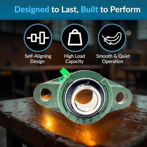 PGN UCFL208-24 (2 Pack) 2-Bolt Flange Bearing 1-1/2" Bore - size: 2, style: UCFL208-24