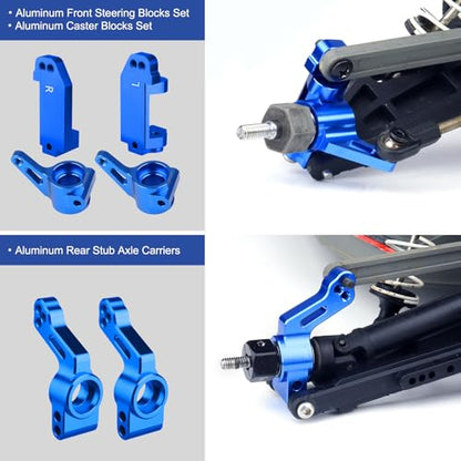 Aluminum Front Steering Blocks & Caster Blocks and Rear Stub Axle Carriers Upgrade Kit for 1/10 Traxxas Slash 2WD Stampede Rustler VXL, Replacement of 3632 3736 3752 (Blue) - color: Blue