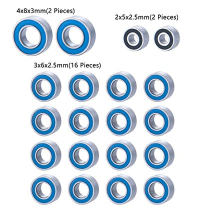20Pcs Metal Ball Bearings Rubber Ring Axle Bearing for Axial SCX24 | 1/24 RC Crawler Car Upgrades Parts Accessories