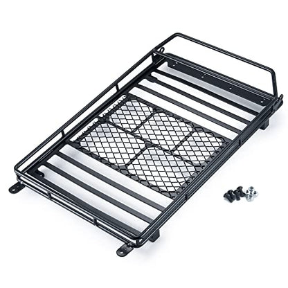 Metal Luggage Carrier Roof Rack 232 * 153mm for 1/10 Axial SCX10 SCX10 II III Wrangler 90046 AXI03007 RC Crawler Car Steel Luggage Tray Roof Rack (Black)
