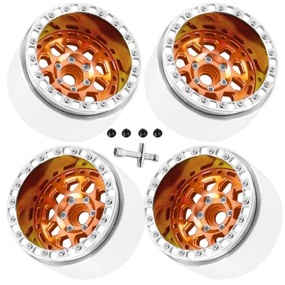 2.2" Beadlock RC Wheels for 1/10 RC Crawler SCX10 Capra,AMG 6x6,TRX4,Red cat Gen8 Everest Gen7 Pro,Alloy Aluminium rc Wheels 2.2 Beadlock Wheels 2.2 Beadlock Rims,4pcs,Orange - color: Orange(4pcs)