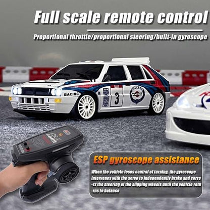 LDRC 2803PRO 1/28 Mini RC Drift Car GTR 2.4GHz 4WD RTR with Gyro and 4PCS Drift Tires Racing Radio Control Cars (White) - color: 2803-white