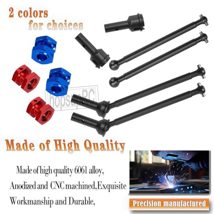 RC Drive Shaft CVD Upgrades Part for 1/8 Typhon 6s,1/7 Felony Limitless Roller Infraction 6s Blx,45# Steel Driveshaft Front Rear Axles & Aluminum Wheel Hex Hub Nuts,Navy Blue - color: Navy Blue/Arrma 1/7 1/8