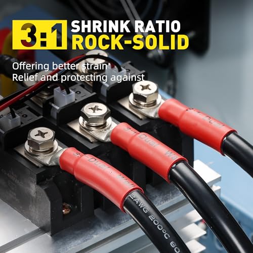 haisstronica 440PCS Solder Seal Connectors Kit with 3:1 Heat Shrink Tubing | Clear Sleeves, Wire Gauge Markings, 6 Diameters, Black and Red Assortment, 1.75-Inch Lengths, Automotive Wiring - size: 440 PCS