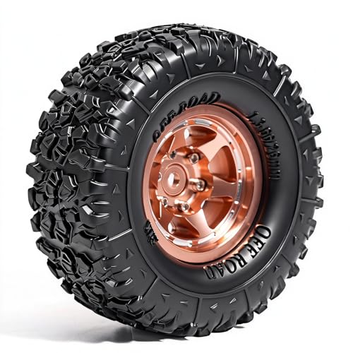 1.3” Aluminum Beadlock Wheels & Mud Terrain Tires Set for 1/18 1/24, -6.0mm Offset RC Crawler Car Fits TRX4M, Axial SCX24 AX24, Redcat Ascent-18, FCX24, 66 x 26mm, Pre-Assembled 4 pcs Copper - color: Copper