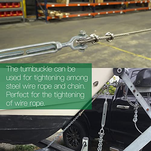 3/8" Jaw Jaw Turnbuckle Galvanized Jaw and Jaw Turnbuckle, Jaw Jaw Closed Body Marine Turnbuckle Jaw, 3500lbs Working Load Limit, Durable for Wire Rope Cable (3/8" x 6") - style: Jaw & Jaw-3/8 x 6