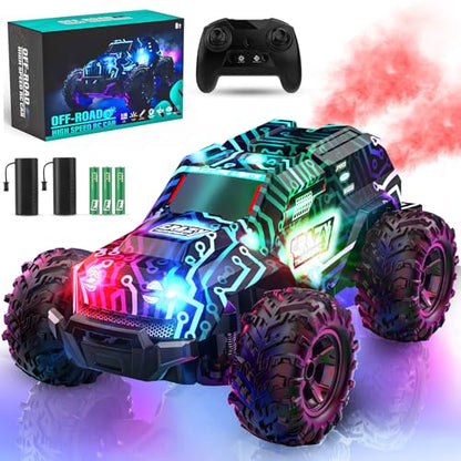 BLUEJAY 2.4GHz High Speed RC Car, Offroad Monster Hobby Racing Car with LED Colorful Bodylight and Rechargeable Battery, Kids Toy Gifts 3-8 Years - color: Blue