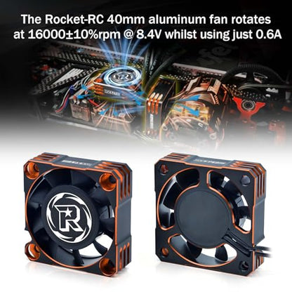 2Pack RC Cooling Fan 40mm,16000RPM 8.4V RC Car Fan for ESC and Motor Fit for 1/10 1/8 RC Car Truck(Black Orange) - style: 2pack Black Orange