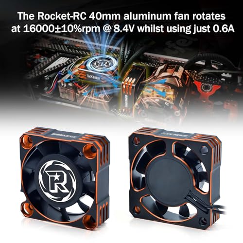 2Pack RC Cooling Fan 40mm,16000RPM 8.4V RC Car Fan for ESC and Motor Fit for 1/10 1/8 RC Car Truck(Black Orange) - style: 2pack Black Orange