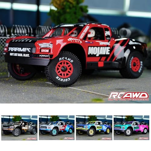 RCAWD Mojave Grom & 1/16 Slash 4X4 Pre-Glued Wheel Tire Sets, Balance Grip & Durability Nylon Rubber 12mm Hex Adapter 4mm for Traxxas & ARRMA Upgrades Part All Terrain Adaptation 4pcs Red - color: Red