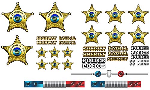 RC Car Truck Decals Stickers - Sheriff - Choose from 2 Set Styles 1/10 1/8 Scale (Basic - Old School Set) - color: Basic - Old School Set