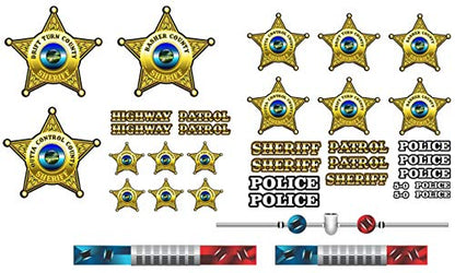 RC Car Truck Decals Stickers - Sheriff - Choose from 2 Set Styles 1/10 1/8 Scale (Basic - Old School Set) - color: Basic - Old School Set