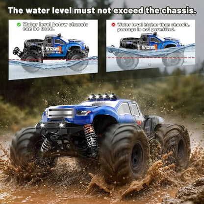 RC Cars 1:14 All Terrain Off-Road RC Truck, 4WD Fast Remote Control Car 40 KM/H, 4X4 Waterproof Monster Truck with 2×1300mAh Batteries, Metal Shocks, 6 LED Headlights, RTR RC Vehicle