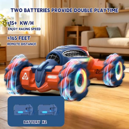 Remote Control Car - RC Drift Car Gesture Sensing Toy Boy Age 6-8-12 Gifts | Gesture Sensing RC Stunt Car for Kids Toys 6 7 8 9 10 11 12 Year Old Boy Birthday Christmas Presents with Lights Music - color: Orange