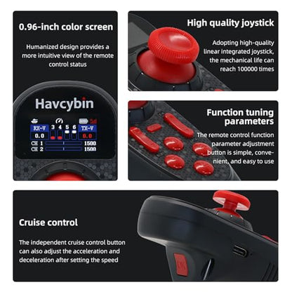 HOTRC DS-650 6CH 2.4G Radio System Transmitter Color Screen Remote Controller F-06A Receiver PWM for RC Boat Model DS600 Upgrade (w/ 1receiver) - color: W/ 1receiver