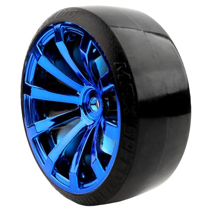 4 Pieces OD 2.45" Hard Plastic Drift RC Tire 12mm Hex On Road Touring Racing Bald Wheels Compatible with 1/10 Scale HSP Tamiya Kyosho Traxxas Sakura WLtoys RC Trucks (Blue) - color: Blue