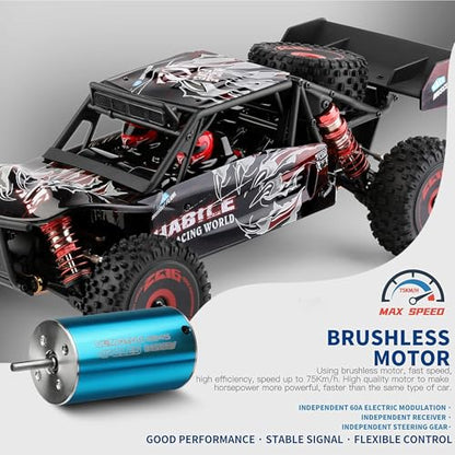 GoolRC WLtoys 124016 V2 RC Car, 1:12 Scale Remote Control Car, 4WD 75km/h High Speed Racing Truck, 2.4GHz All Terrain Off Road RC Truck RTR with Brushless Motor and Metal Chassis for Adults