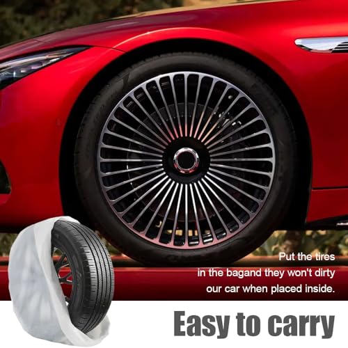 4PCS Extra-Large Tire Covers, Tear-Resistant LDPE Plastic Tire Bags for Storage & Transport Car Tires Wheel, Waterproof Dustproof Tire Storage Bag,Universal for Most Vehicles (43.3" * 39.2") - size: 4PCS