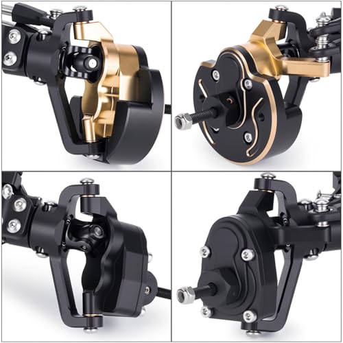  Front Rear Portal Axle Set CNC Aluminum & Brass 4WS Axles for 1/10 RC Crawler Axial Capra 1.9 UTB Cheater Rigs LCG Chassis Upgrade Parts (Black Front Rear Kit) - color: Black Front Rear Kit