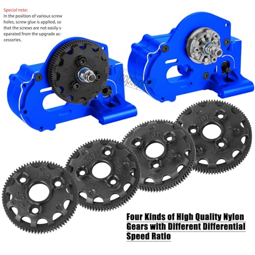 Metal Magnum 272R Assembled Transmission Upgrades Part for 1/10 Slash/Rustler/Stampede/Bandit 2WD VXL. Gearbox Transmission Bundle with Tooth Spur Gear Hops Up. #9495(Navy Blue) - color: Navy Blue(for 1/10)