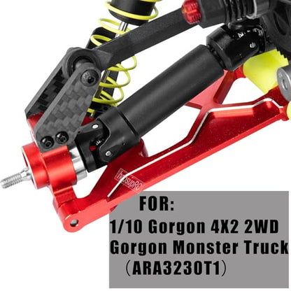 RC Aluminum Front Rear A Arms Upgrades Part for 1/10 Gorgon 4X2 2WD Gorgon Monster Truck(ARA3230T1),Alloy Front Rear Suspension A Arms Hops Up,Red(6PCS) - color: Red(6pcs)