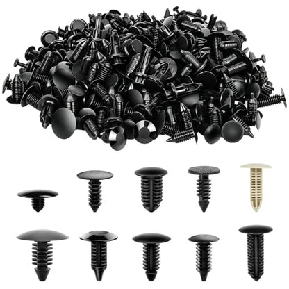 200PCS Nylon Bumper Shield Retainer & Double End Xmas Tree Retainers Clips Universal Auto Body Shield Retainer Fastener Clip Assortment- Bonus Fastener Remover - size: 200Pcs
