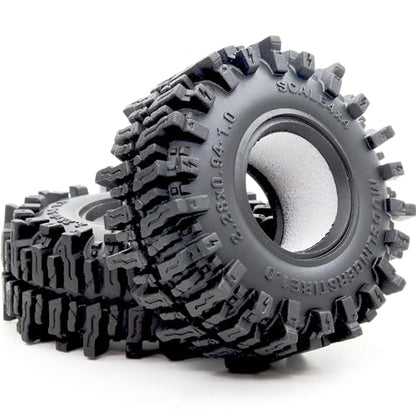 1.0 Crawler Tires 58mm Tall Mud Slingers 4-Pack Fit TRX4M SCX24 | Super soft sticky mud terrain 1.0'' tire tyre, premium upgrade replacement parts for 1/18 & 1/24 micro RC Crawlers Trucks - style: 1.0 Mud Slingers Tires-58mm Tall