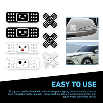 WZP 7PCS Car Bandage Decals, Funny Band Aid Bandage Bumper Stickers, Waterproof Decorative Band Decals for Dent Ding, 2 Shapes, Universal Car Exterior Decor Accessories for Sedan, Truck, SUV (Black)