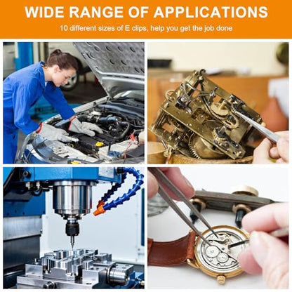 580PCS Black Carbon Steel E-Clip Kit,10 Sizes External Retaining Rings(M1.5-M10) for Bearings, Gears, Pulleys and Other Moving Parts