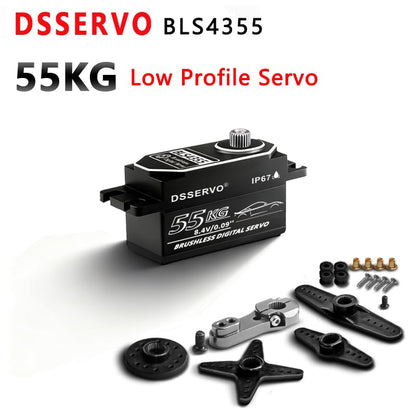 55KG Low Profile RC Brushless Servo - Programmable Ultra High Speed (0.09s) & High Torque (61kg @8.4V), All- Metal Case & Gear, Waterproof, Digital Steering Motor for RC Drift Models - size: 55kg-270°