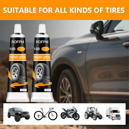 Tire Repair Rubber Cement Kit 100ml, Tire Sidewall Repair Glue Black | Automotive Tire Repair Adhesive Kit for Car, Trunk, Jeep, Rc, Bike, Motorcycle, Bicycle