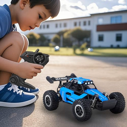 Remote Control Car RC Cars 1:16 All Terrain Monster Truck LED Headlights, Outdoor 2WD Off Road Hobby RC 2.4GHz High Speed, 20Km/h RC Car Toys Gift for Kids Boys 3 4 5-12 (Blue) - color: Blue