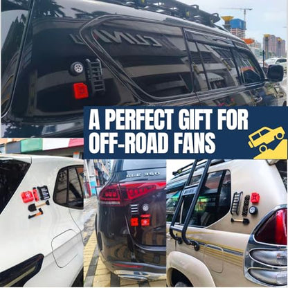 Mini Off-Roading Essential Gear Bumper Magnets,Wobbly Wadder Magnetic Little Ladder 5-in-1 Kit for Offroad Fans, Funny SUV Truck Emblems Sticker - color: Yellow Axe 5in1 Set