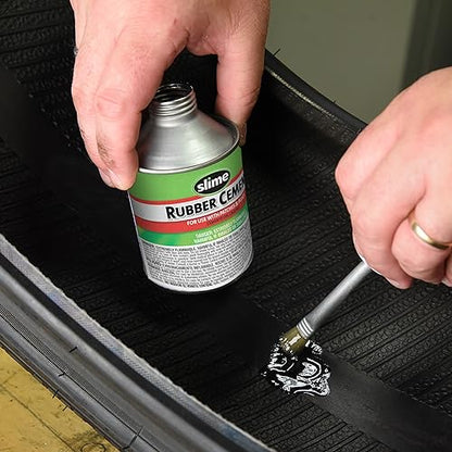 Slime 1050 Rubber Cement, Tire Repair, use with Slime Plugs or Patches, 8 oz. can - size: 8 oz Can, style: Rubber Cement