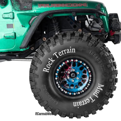 2.2 Inch RC Crawler Tires, 135x55mm Rubber Mud Terrain Tyres w/Foam Inserts, Compatible with TRX4 SCX10 Capra AMG 6x6 Gen8 Everest Gen7 Pro, RCarmubWow 2.2 RC Tires 1/10 Rock Crawler Upgrades Parts