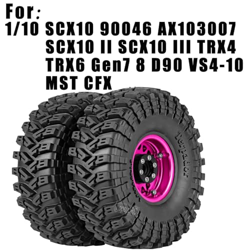 1.9 Dually Beadlock RC Wheel RC Tires for 1/10 SCX10 90046 AXI03007 TRX4 TRX6 VS4-10 Gen7 Gen8 MST CFX D90,Aluminum 1.9" Wheel Hub Rim RC Truck Tires 4pcs w/Adjustable Offset 4PCS Pink - color: Pink/Rc Wheel