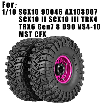 1.9 Dually Beadlock RC Wheel RC Tires for 1/10 SCX10 90046 AXI03007 TRX4 TRX6 VS4-10 Gen7 Gen8 MST CFX D90,Aluminum 1.9" Wheel Hub Rim RC Truck Tires 4pcs w/Adjustable Offset 4PCS Pink - color: Pink/Rc Wheel